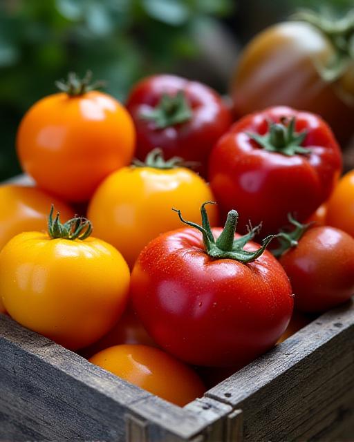 Close up of organic heirloom tomatoes