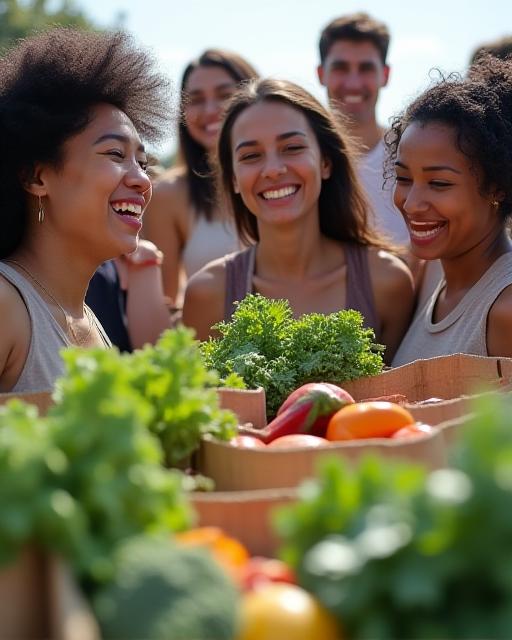 Candid shot of happy shoppers at Canopy Greens market